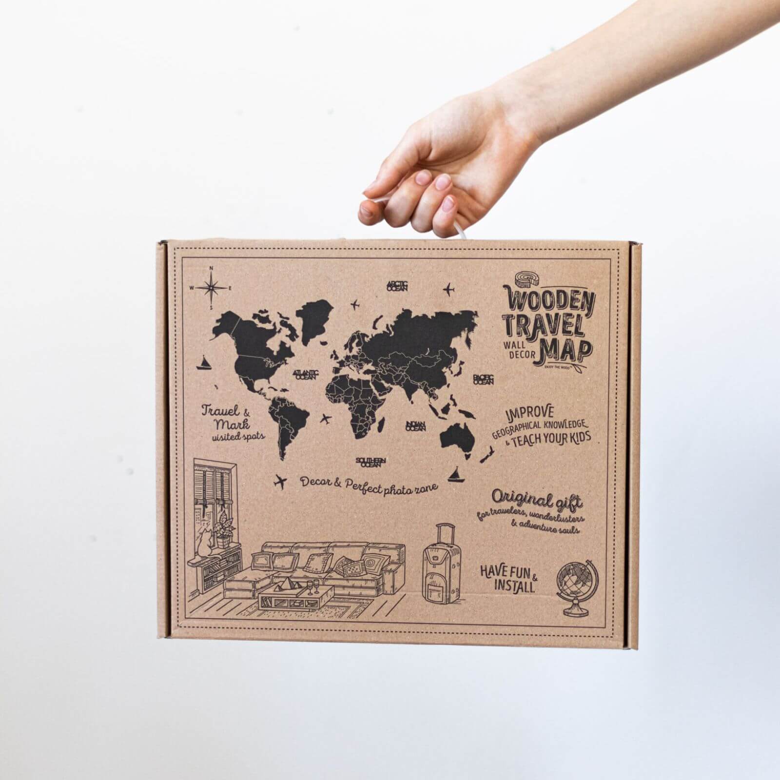 3D Wooden World Map Sirius - Image 18