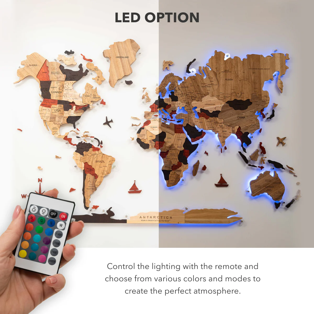 3D Solid Wooden World Map - Image 15