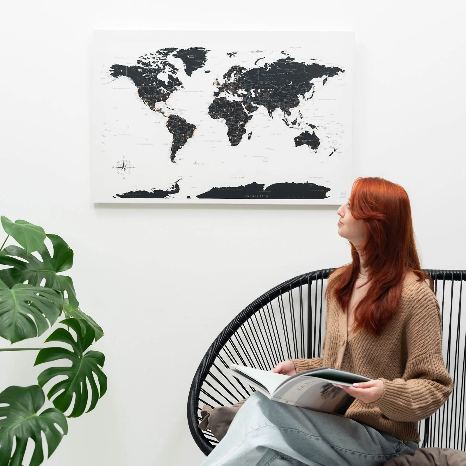 World Map on Canvas - Onyx - Image 5